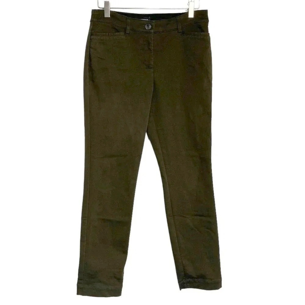 Express Straight Mid Rise Pants 6R‎ Olive Green Stretch Slim Trousers